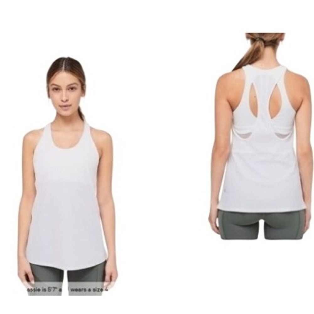 Lululemon Cross Conditioning 2-in-1 White Tank Top Racerback Built-In Bra Size 6